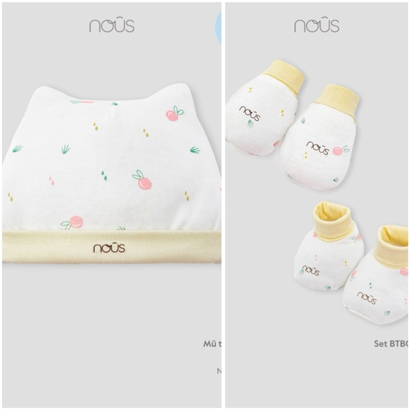 Phụ kiện Nous: Set Bao Tay Chân, mũ cho trẻ sơ sinh