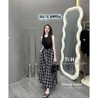 Váy kẻ balo phối QCl1