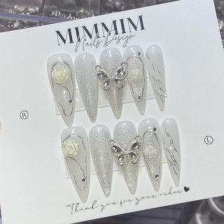 Nailbox thiết kế cô dâu hoa hồng nhũ mắt mèo siêu sang