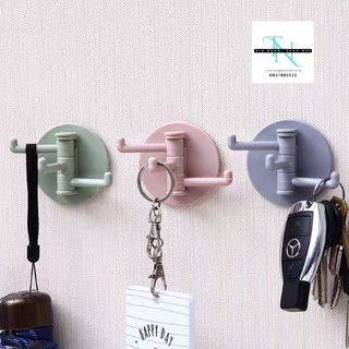 Móc nhựa dán tường 3 nhánh kèm miếng dính tường 3in1 tiện lợi móc xoay 180 treo đồ đa năng