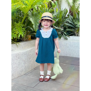 Đầm Bé Gái/ Váy Bé Gái Cổ Lá Sen Tay Bầu Nhún Chất Liệu Muslin Thoáng Mát - ZSARAH DRESS - DRM022 - SAOLA CLOTHING
