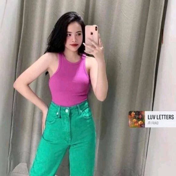 Áo croptop FOREVER 21 form ba lỗ sát nách thun gân tăm cotton