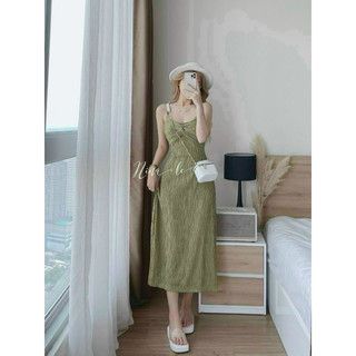 Đầm nữ thời trang mặc đi chơi, Đầm dài maxi bánh bèo thun xốp hai dây như hình 100%