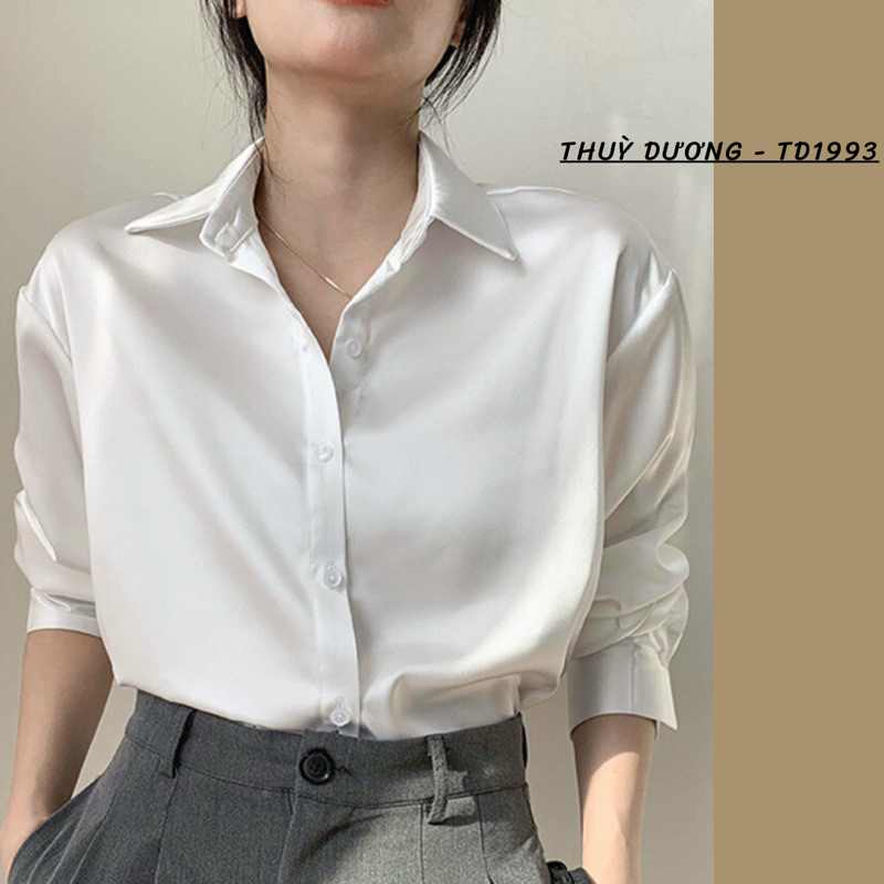Áo sơ mi lụa Hàn 5D phong cách Hàn Quốc Áo sơ mi lụa Hàn Áo sơ mi cổ Đức basic ThuyDuong-TD1993 Boochic | BigBuy360 - bigbuy360.vn
