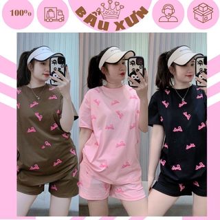 BỘ BẦU HÈ KIỂU DÁNG TRẺ TRUNG HỌA TIẾT NHẸ NHÀNG M328- BỘ ĐỒ BẦU IN CHỮ CHẤT MÁT