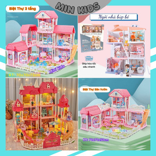 Đồ chơi Biệt thự búp bê, ngôi nhà búp bê, villa 2 tầng 3 tầng, ngôi nhà búp bê little world, đồ chơi cao cấp cho bé gái
