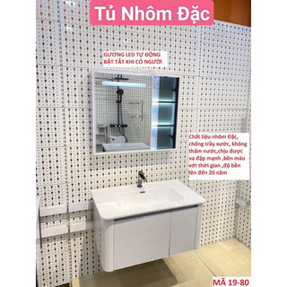 Tủ chậu rửa mặt gương led ,Tủ gương phòng tắm kt 80x47cmBộ tủ lavabo nhôm Mission