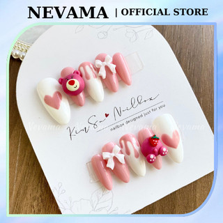 Móng tay giả NEVAMA Nail box thiết gấu dâu hồng dễ thương đáng yêu xinh xắn MTK57