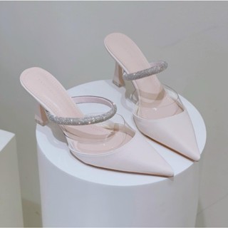 Sục cao gót 7p dây đính đá trang trí vắt ngang gót nhọn chất da xịn hàng xuất khẩu | GiayXinhXinh.Store