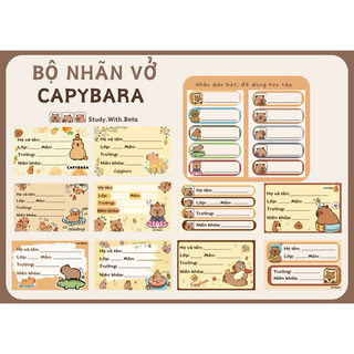 Set 20 nhãn vở hót trend CAPYBARA, LOOPY cún pochacco đẹp bóc dán siêu tiện lợi