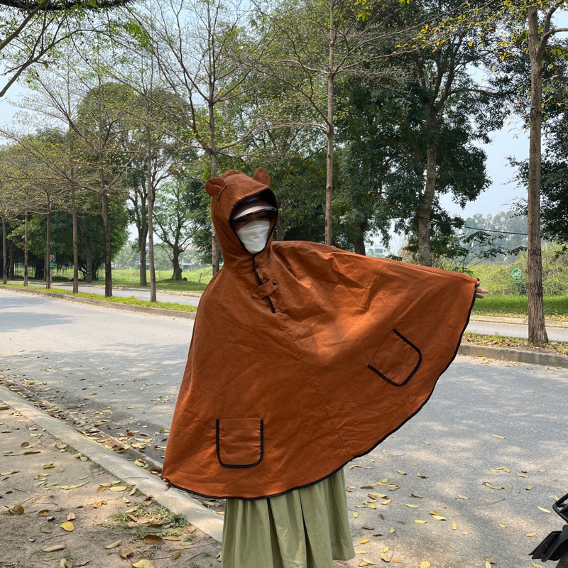 Áo choàng chống nắng Chui đầu Túi viền Nhung tăm dầy | BigBuy360 - bigbuy360.vn