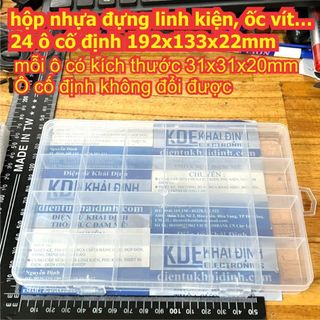 hộp nhựa đựng linh kiện, ốc vít…24 ô 35x130x200mm /192x133x22mm kde5252