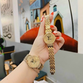 Đồng hồ nữ lv - dây kim loại đẹp