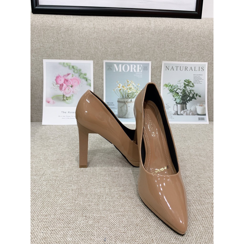 Giày cao gót đúp đế 8 phân cao trước 2cm đế cao su non mềm êm chân dễ mang phom chuẩn