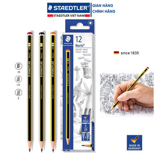 Hộp 12 chiếc bút chì Đức STAEDTLER Noris 120 2B/HB (sọc vàng đen) hàng xịn