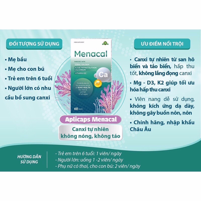 canxi Menacal bổ sung canxi hữu cơ cho mẹ bầu