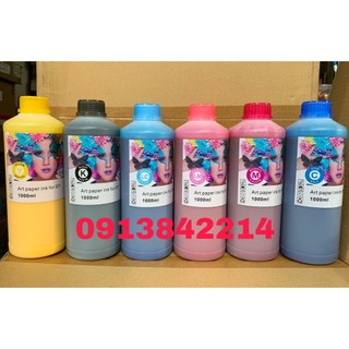 Mực dầu Pigment Art Paper Cao Cấp 1 Lít có 6 màu mực in phun dùng cho máy in Epson không phai màu In được Couche,thẻ PVC