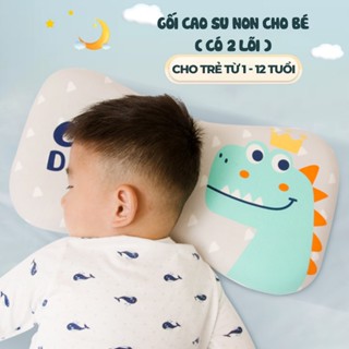 Gối cao su non 1989KIDS SHOP cho bé từ 1 đến 12 tuổi 2 lõi tùy chỉnh độ cao mềm mại chống lệch xương cổ, mỏi vai gáy