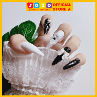 Set 24 móng tay giả họa tiết hoa Y26 móng ngắn tự nhiên kèm keo