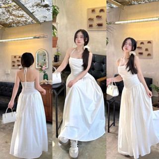 Váy Maxi Dây Dáng Dài  Váy Nữ Hở Lưng Dáng Xuông Đi Biển Phong Cách VÁY TRẮNG NỮ CÚP NGỰC ĐẦM MIDI TRẮNG DÂY CỘT CỔ YẾM