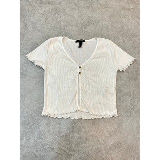 Áo Thun Gân F21 Crop Gợn Sóng 2 Nút