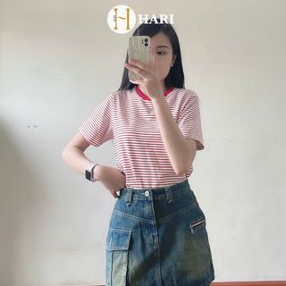 Áo thun kẻ Hari cổ tròn basic 546 P13K20