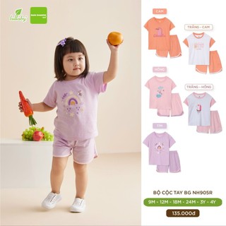 [CHÍNH HÃNG] Bộ quần áo cộc tay cổ tròn quần đùi họa tiết bé gái chất liệu cotton cao cấp Lullaby