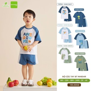 [CHÍNH HÃNG] Bộ quần áo cộc tay cổ tròn quần đùi họa tiết bé trai chất liệu cotton cao cấp Lullaby
