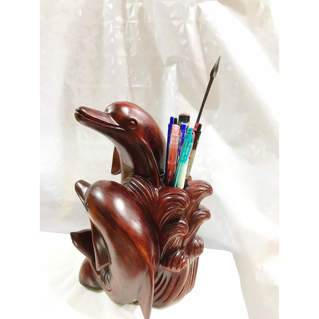 *FREESHIP* Ống cắm bút cá heo gỗ handmade