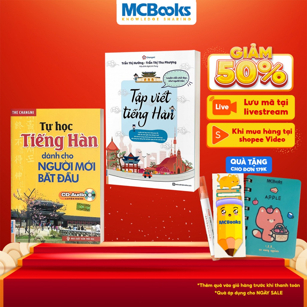 Sách - Combo Tự Học Tiếng Hàn Cho Người Mới Bắt Đầu Và Tập Viết Tiếng Hàn Phiên Bản Mới 2023