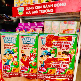 Lốc 4 hộp sữa kun socola lúa mạch / cam có thạch 170ml