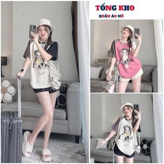 Sét Bộ Nữ In hình Cô Gái tết tóc siêu xinh. Áo thun chất liệu cotton 2 Màu Trẻ Trung Năng Động 2024 - TONGKHO