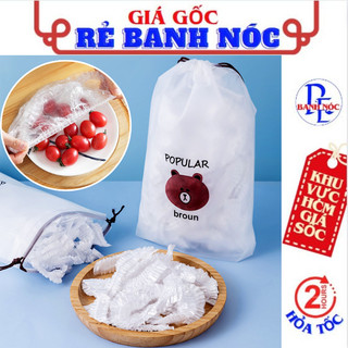 500 Màng Bọc Thực Phẩm PE Túi Gấu Có Chun Bọc Thức Ăn - Màn Bọc Gấu, Chun Bọc Đồ Ăn Gấu PE Co Giãn, Chùm Đầu Đa Năng