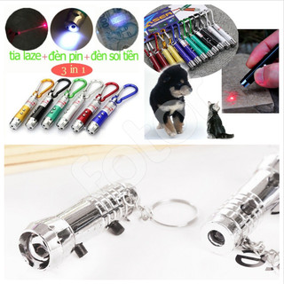 [FREESHIP] MÓC KHÓA ĐÈN PIN 3IN1 (TIA LASER + ĐÈN PIN + ĐÈN SOI)