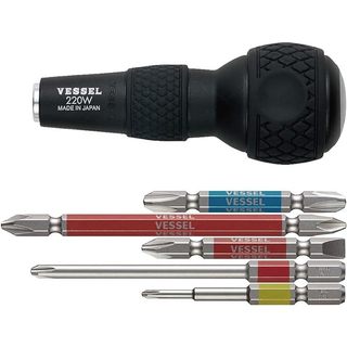 Cán tô vít vessel 220w + bộ 5 mũi vít dẹt,bake vessel gs5p-01 made in japan hàng chính hãng | hctoolsvn