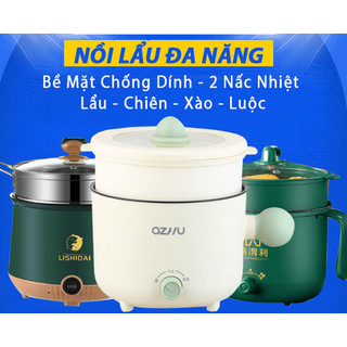 Nồi lẩu điện mini cao cấp đa năng 2 nấc, Nồi Nấu Lẩu Mini Cầm Tay, Ca Mỳ Điện siêu xinh