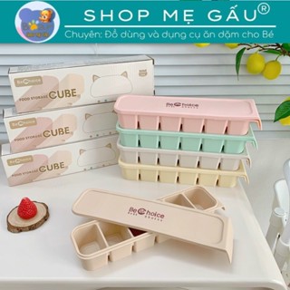 Khay Trữ Đông Đồ Ăn Dặm Cho Bé, Khay Silicone BeChoiCe 6 Ngăn Có Nắp Đậy, Khay Làm Đá, Trữ Đông Thức Ăn Dặm