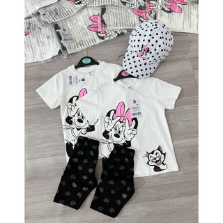 Set Micky trắng bé gái kèm mũ chấm bi