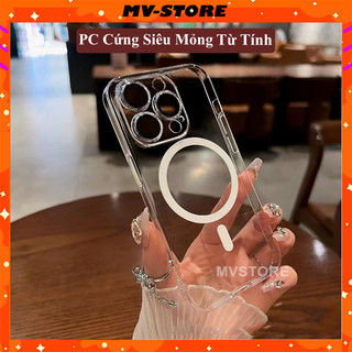Ốp lưng điện thoại PC cứng siêu mỏng từ tính trong suốt cho 15 14 13 11 Pro MAX 14 Plus 12 Pro MVSTORE