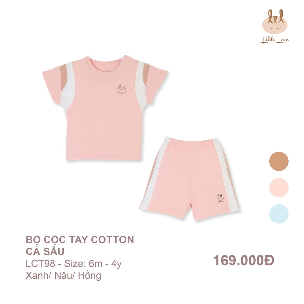 Bộ cộc tay 100% cotton da cá, co giãn, mềm mỏng, thấm hút mồ hôi cho bé LiL Little Love (LCT98)