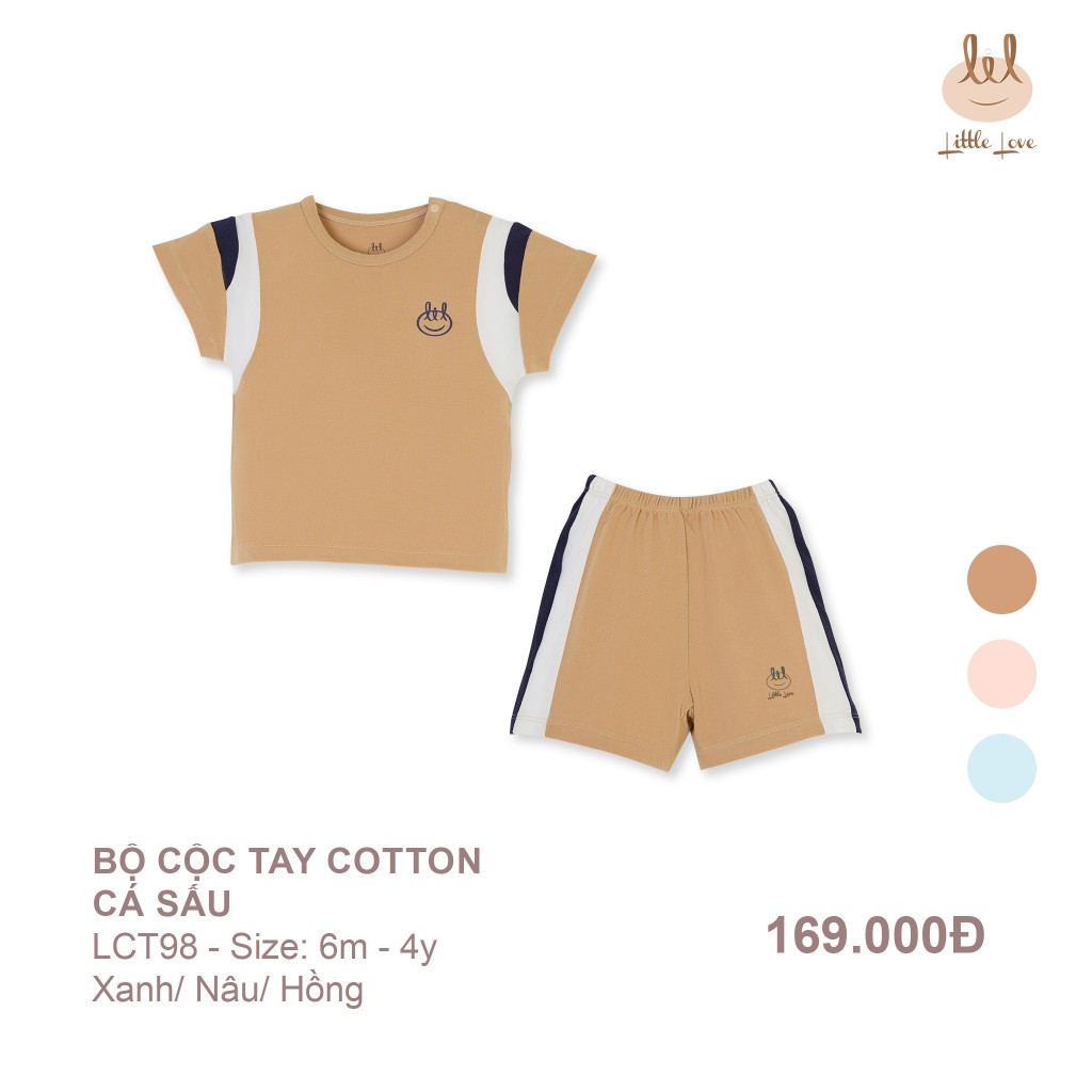 Bộ cộc tay 100% cotton da cá, co giãn, mềm mỏng, thấm hút mồ hôi cho bé LiL Little Love (LCT98)