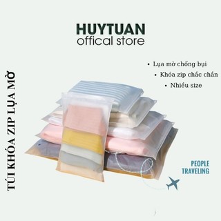 Túi zip lụa mờ khóa kéo cao cấp, túi zip đựng đồ chống bụi nhiều size