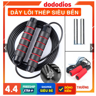Dây Nhảy Giảm Cân Đốt Mỡ Bụng Lõi Thép Đàn Hồi Có Tạ 2.9m Tập Thể Dục Gym Muay Thái Tại Nhà - Chính Hãng Dododios
