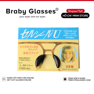 Miếng Dán Đệm Mũi 2 Mặt Silicon Nhật Bản BRABY GLASSES Không In Hằn Lên Sống Mũi, Chống Tuột Kính, Rơi Dày 1.8mm