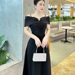 ĐẦM DÁNG XÒE TRỄ VAI KÈM PHỤ KIỆN SANG CHẢNH CHO QUÝ CÔ