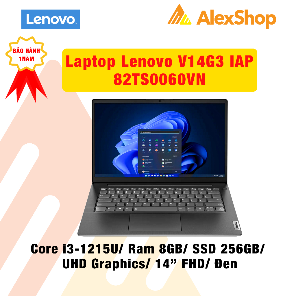 Laptop Lenovo V14G3 IAP 82TS0060VN (Intel Core i3-1215U/ Ram 8GB/ SSD 256GB/ UHD Graphics/ 14 inch FHD/ Đen)