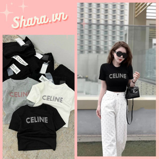 Áo Croptop Nữ Cộc Tay Thêu Chữ Ngực Màu Trơn Basic Shara SR863 KT Áo Thun Nữ Dáng Ngắn Body Phong Cách Trẻ Trung