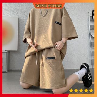  Bộ Quần Áo Nam Mùa Hè Xốp Vân Nổi Họa Tiết LOGO Cao Su Trẻ Trung Bộ Cổ Tròn Cộc Tay Nam Hàng Cao Cấp BO21 - MINHSTORE66 