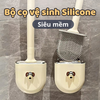 Cọ Vệ Sinh Đầu Cọ Silicon Mềm Dẻo Đánh Bay Mảng Bám, Chổi Chà Nhà Tắm Đa Năng Tiện Lợi Kèm Miếng Dán Treo Tường