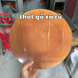Thớt gỗ tự nhiên, hình tròn dày size 17- 30 cm gỗ chắc, không lên dăm có quay treo tiện lợi của gia dụng Du Thủy